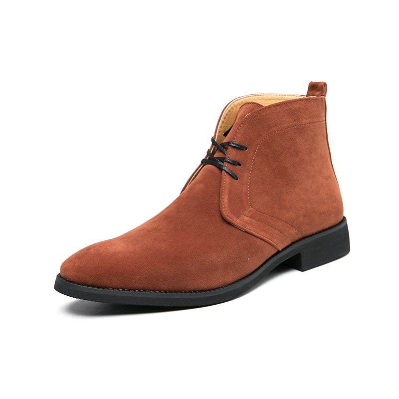 Unbeatable Quality Autumn And Winter Business Fleece Short Boots Men, Large Size Solid Color Fashion Derby Boots, High Top Leather Shoes_voghion.com
