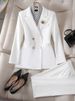 Damenbekleidung Hochwertiger Zweireiher-Anzug, professioneller Anzug, weibliches Temperament, Göttinnen-Stil, Kunstprüfung, Broadcast-Moderatorin, formelle Arbeitskleidung_voghion.com