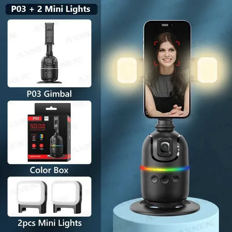 Stabilizers AXNEN P03 Stabilizer Mobile Phone AI 360 Follow Selfie Stand Face Tracking Desktop Gimbal For Cellphone And_voghion.com