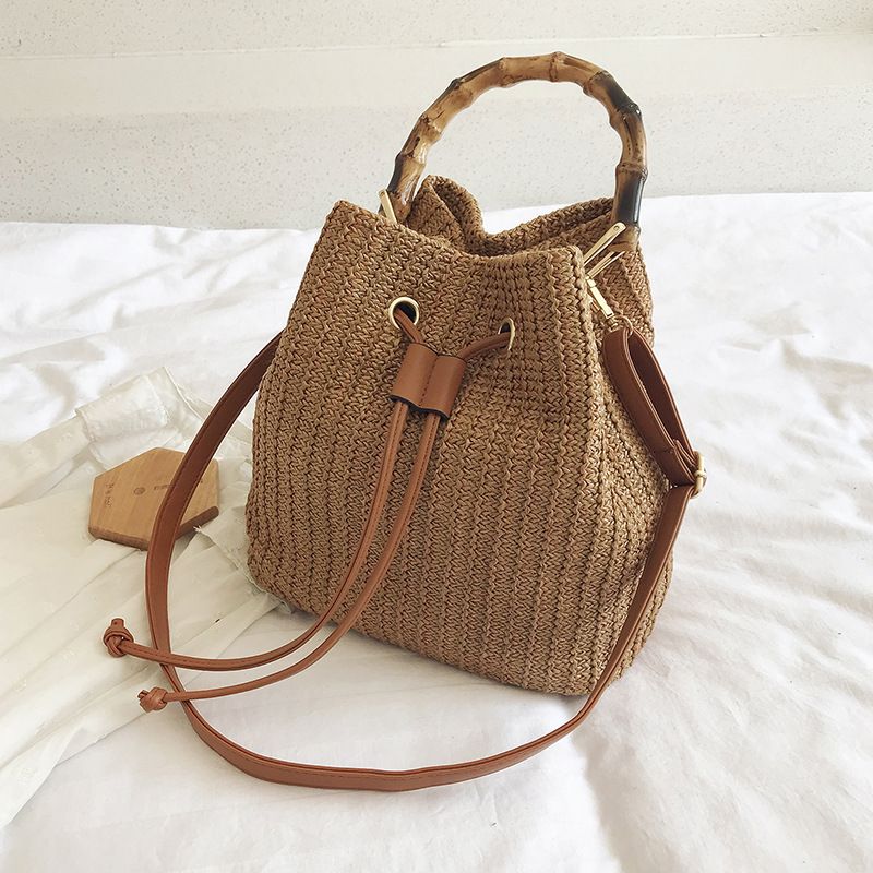 Handgefertigte Pa-Handtasche für Damen, Strandtasche aus Korbgeflecht mit Holzgriff, VIE-Schultergurt mit High-End-Griff_voghion.com