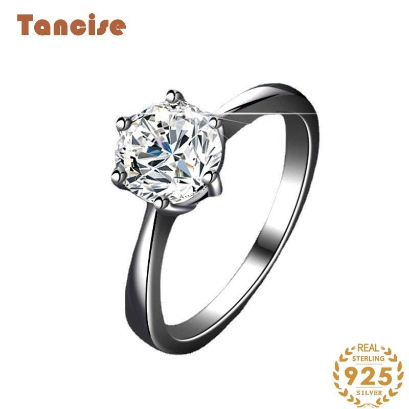 Tancise Classic Moissanite Sudraba Gredzens Sieviešu Rotaslietas Kāzu solījuma ballītes dāvana_voghion.com
