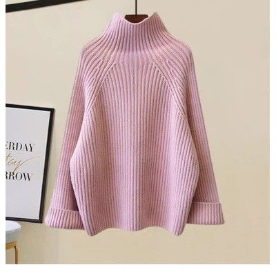 Women's Clothing Half Turtleneck Sweater Knitted Women's Autumn Winter Knitwear Set High Neck Sweater Wide Leg Pants Vest Coat In Soft Neutral Tones_voghion.com