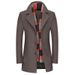 Men's Wool Blend Overcoat – Korean Style Winter Coat With Scarf, Slim Fit & Warm Lining For Casual Elegance_voghion.com