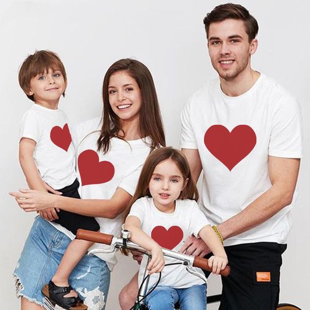 Vecāku un bērnu apģērbs, vasaras stila, trīs vai četru cilvēku ģimenes apģērbs, moderns, mīlestības pilns, piejūras atvaļinājums, liela izmēra, mazuļa īsroku T-krekls_voghion.com