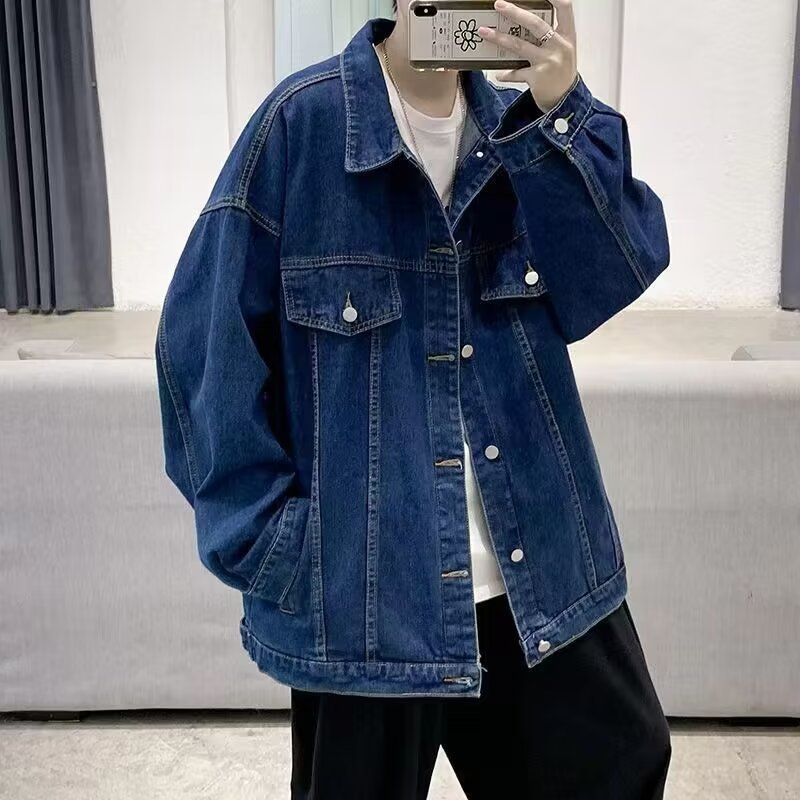Jeansjacke Herrenmodemarke Frühlings- und Herbststil Hong Kong-Stil lockere große Jacke amerikanischer Stil in trendigen und schönen Oberteilen_voghion.com