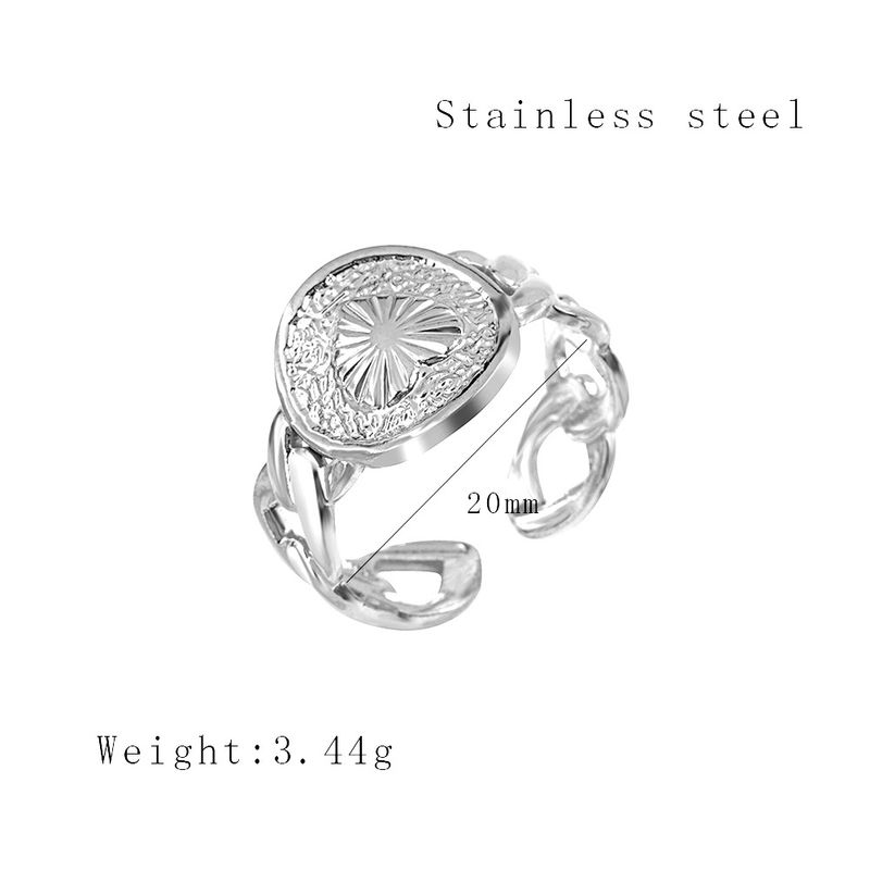 Anello aperto regolabile in acciaio al titanio con catena cubana a forma di cuore, versatile e alla moda, da donna_voghion.com