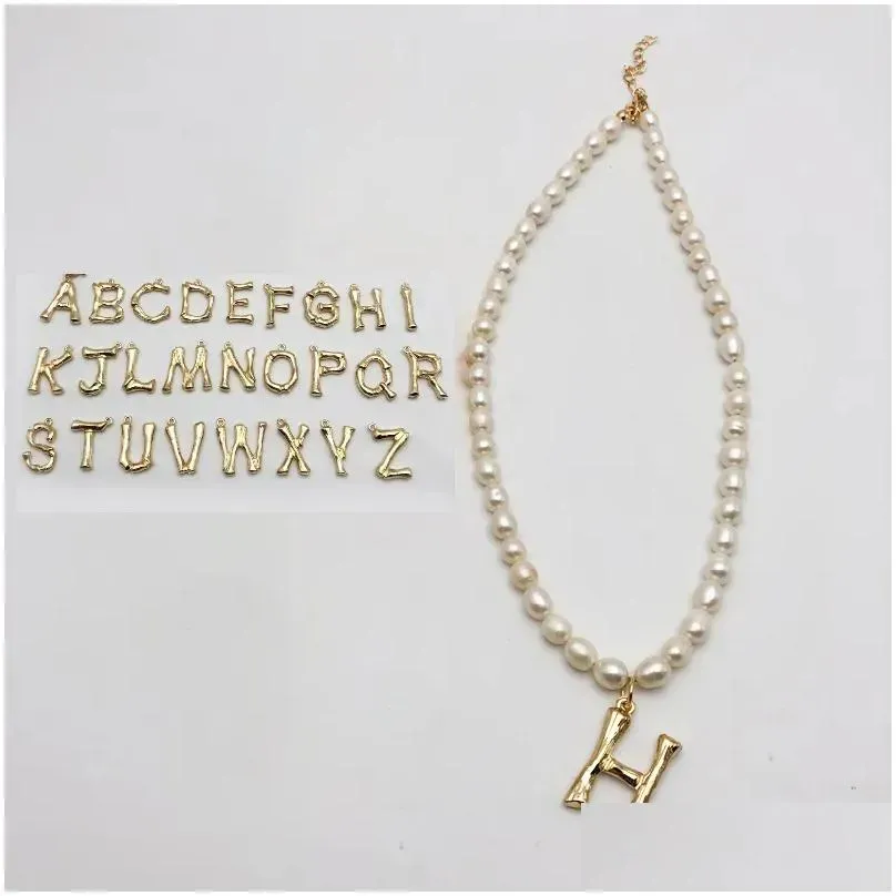 Collane con ciondolo 50 cm alla moda con perle autentiche 26 lettere girocollo con lettera iniziale dalla A alla Z collana in acciaio inossidabile con perline in metallo_voghion.com