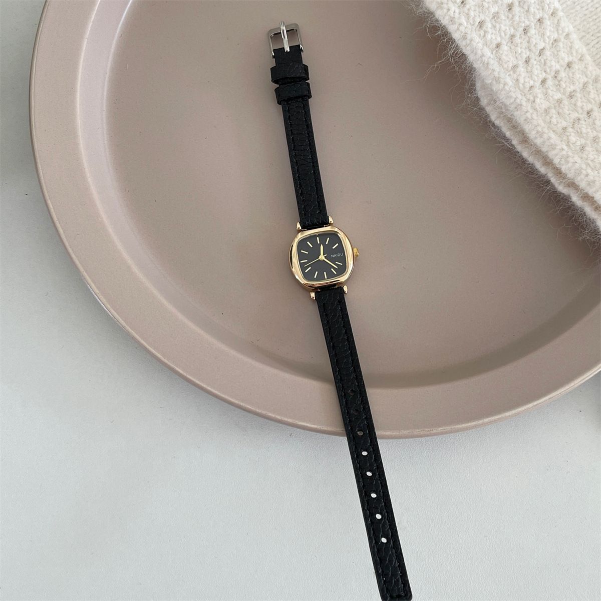 Orologio da polso NAIDU Small Sugar Cube con cinturino in pelle, stile semplice, compatto e squisito, da donna_voghion.com