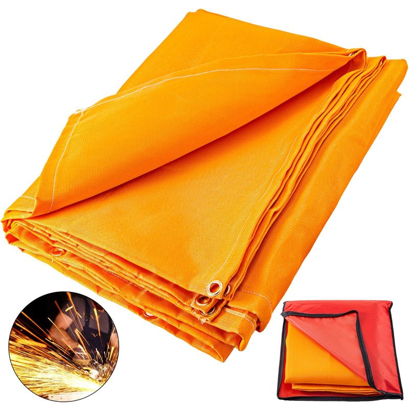 VEVOR 10 x 10 Ft Welding Blanket Orange Fiberglass Blanket Portable Fiberglass Fire Retardant Blanket Welding Mat Welding Fireproof Thermal Resistant _voghion.com