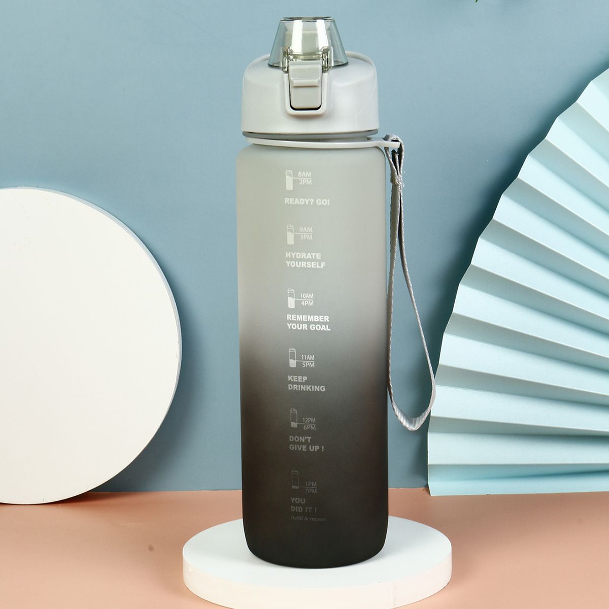 1000 ml gradient farge stor kapasitet plast vannkopp frostet utendørs gym sportsvannflaske_voghion.com