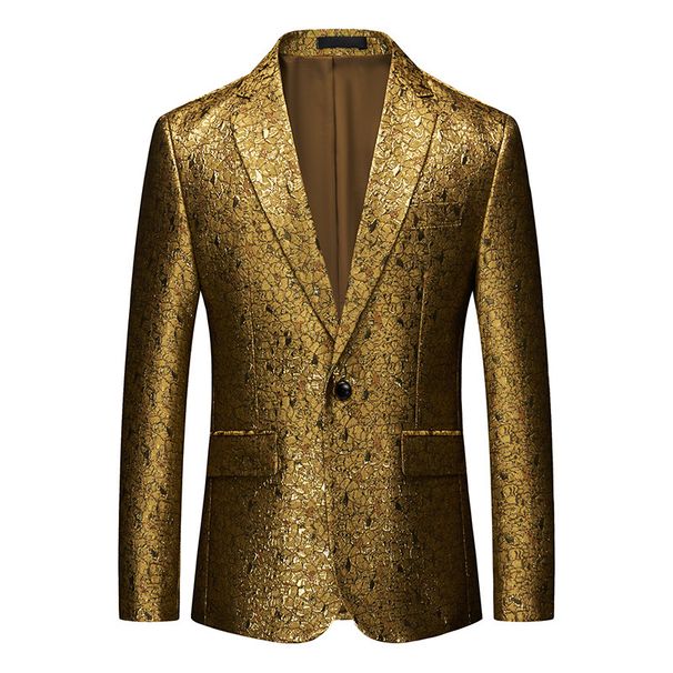 Herren Business Casual Ein-Knopf-Größe bedruckte Anzugjacke Top große Waren_voghion.com