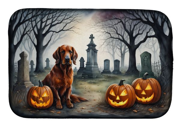 Irish Setter Spooky Halloween Dish Drying Mat Absorbent Dish Drying Mat Pad for Kitchen Counter Dish Drainer Mat for Countertop, 14 x 21", Multicolor_voghion.com
