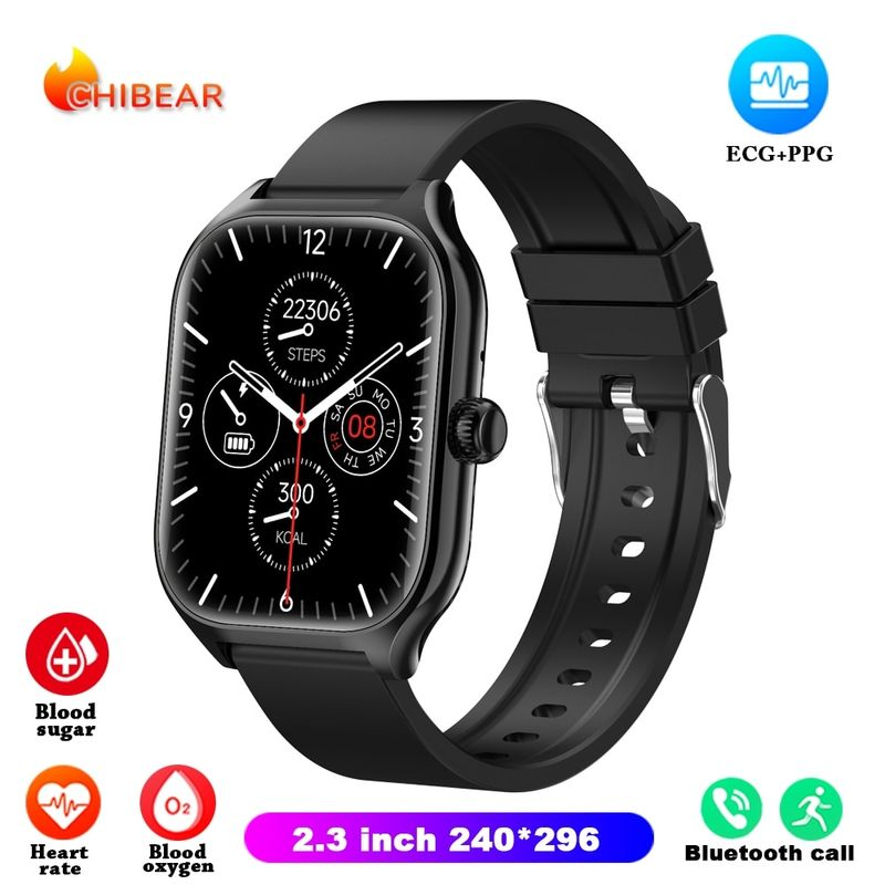 2023 ECG+PPG Pametna ura Moški Ženske Heart Rate Oxygen Sport Fiess Tracker 2.01 in Bluetooth Call Blood Sugar Smartwatch_voghion.com