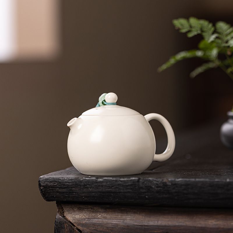 Kiln Antique Ru Xi Shi Single Pot Household Handmade Brewing Kung Fu Tea Set Milky White Ceramic Small Teapot_voghion.com
