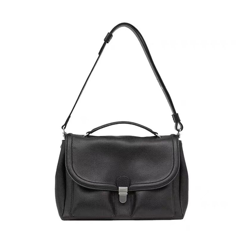 Single Shoulder Versatile Commuter Handheld Postman Doctor 2024 New Large Capacity Texture Briefcase Soft Leather Bag_voghion.com