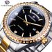 Forsining Diamond Luxury Men Automatic Mechanical Gold Orologi in acciaio inossidabile con chiusura nascosta Multifunzionale Data automatica Quadrante settimanale_voghion.com