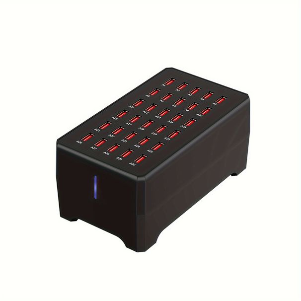 30-Port Total 150W (30 A) Charging Station, Home Fast Charger, Multiple USB Desktop Chargers, Suitable for Hotels,_voghion.com