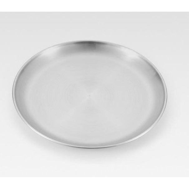 Picknick-Edelstahl-Essgeschirr für den Außenbereich, Campinggeschirr, hitzebeständiges fünfteiliges Grillset, runder flacher Teller,_voghion.com