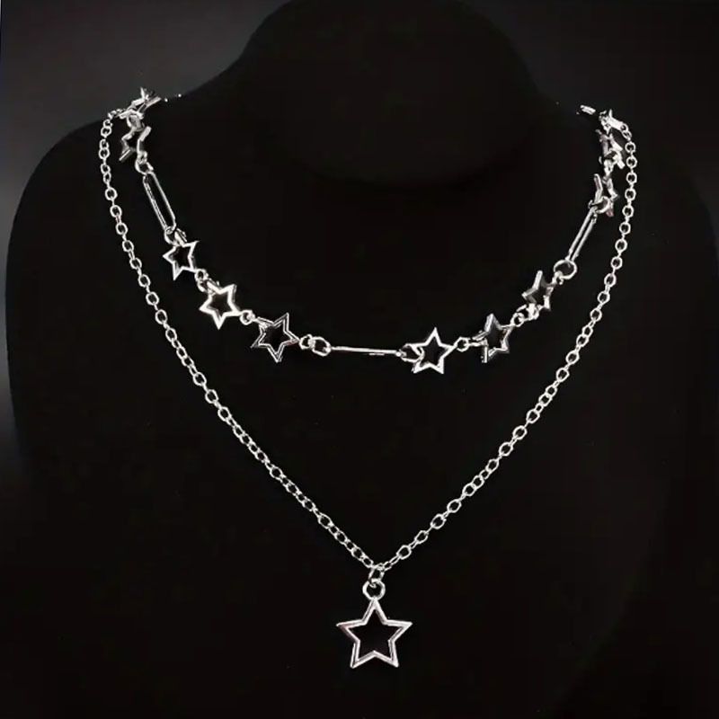 Set di due collane con stelle Y2K, collana a strati alla moda, adatta alle donne_voghion.com