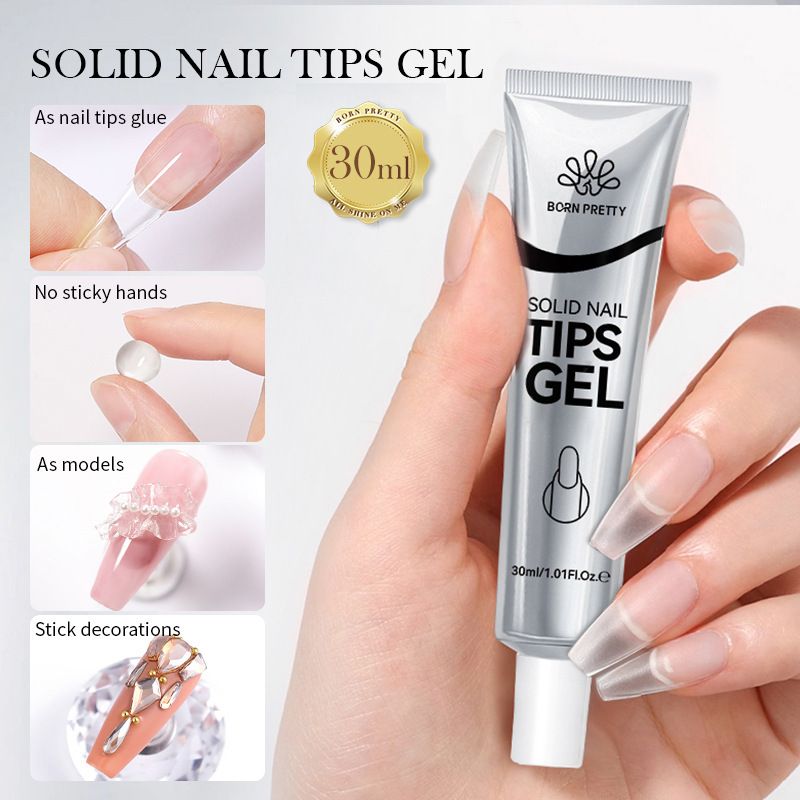 BORN PRETTY Tubular Press-On Nail Adhesive Gel - Strong Hold, Non-Rebound Solid Glue For Nail Tips_voghion.com