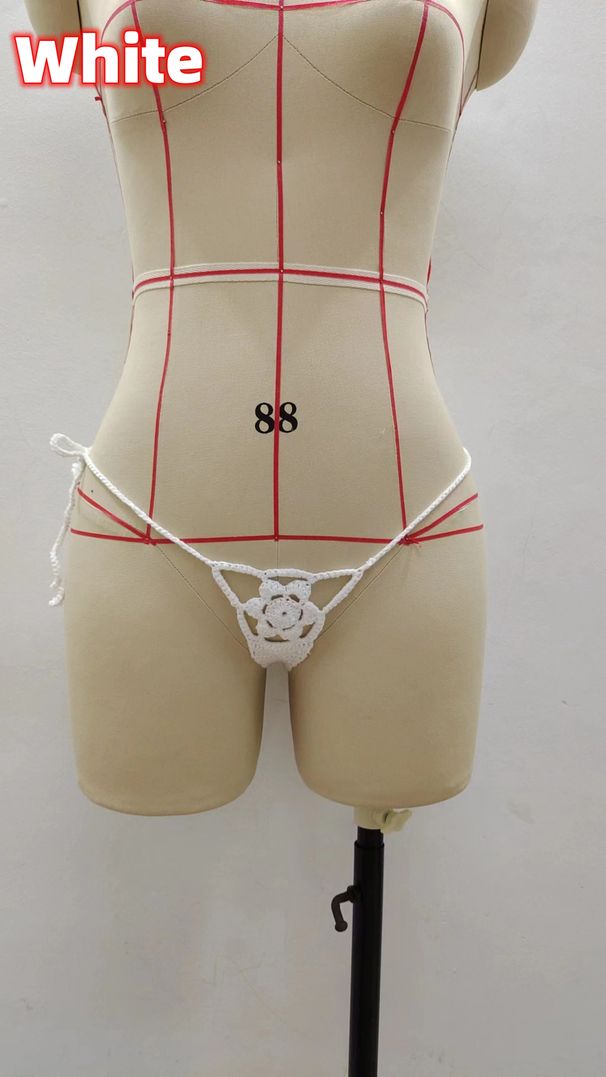 CROCHET BIKINI brésilien chaud dames plage Bikini bas Crochet Micro string maillots de bain maillot de bain Shorts coton fait à la main_voghion.com