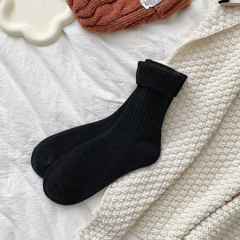 New winter rabbit wool socks thick warm ladies mid tube socks Maillard color socks thick rabbit wool socks_voghion.com