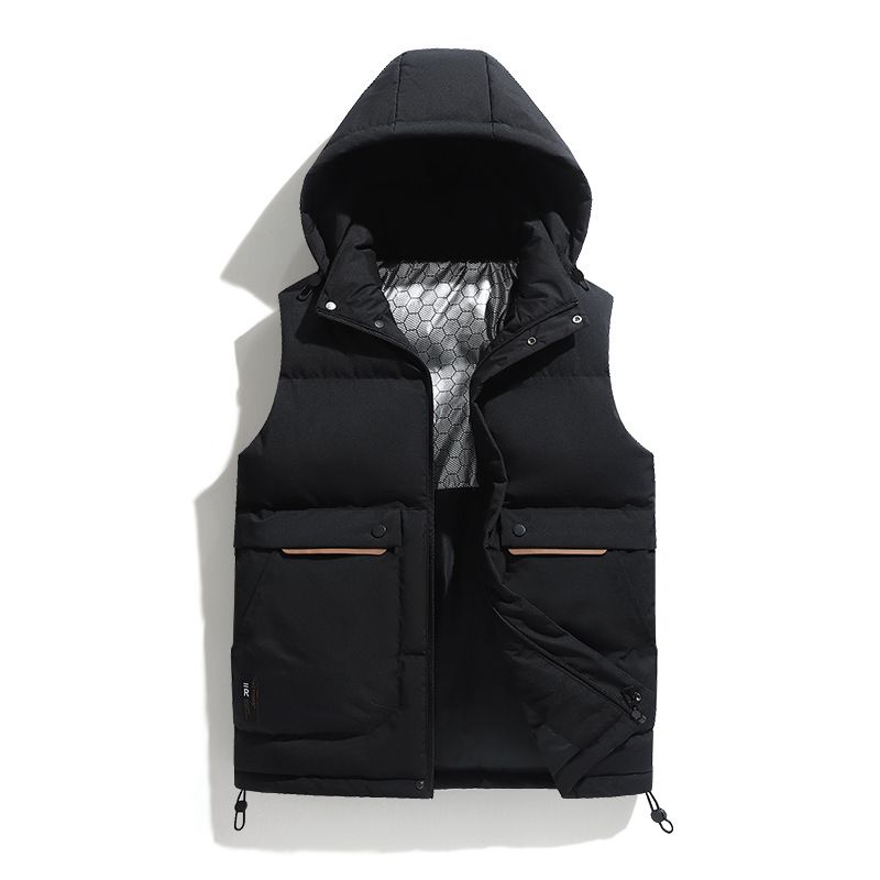 Men's Detachable Hood Vest – Lightweight Graphene-Infused Polyester Puffer Gilet With Zipper Closure & Utility Pockets (Slim Fit)_voghion.com