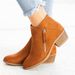 Plus size women's suede low heel side zipper ankle boots_voghion.com