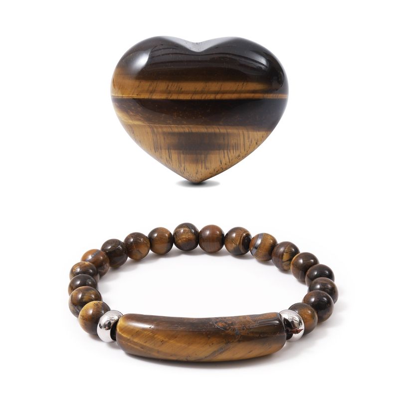Women's Jewelry Natural Crystal Gem Bracelet Heart Shaped Hand Held Pieces Set Fashion Style_voghion.com