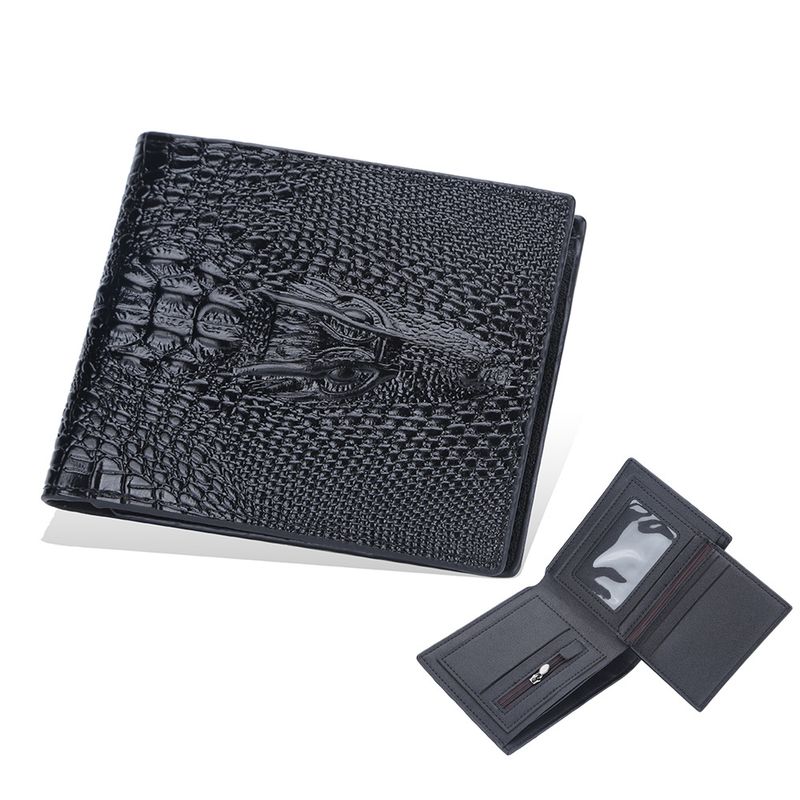 Pánské tašky Pánská krátká peněženka Retro krokodýlí hlava Multi Card Mincová kabelka PU Otevřená taška na karty Pánské_voghion.com