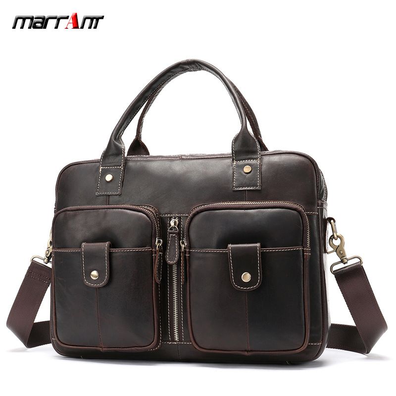 Tragbare Retro-Aktentasche für Herren aus echtem Leder, Businesstasche, Retro-Umhängetasche aus Rindsleder der ersten Schicht, Computertasche_voghion.com