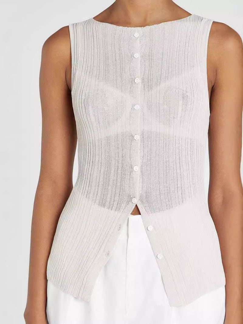 Débardeur sans manches pour femme - Débardeur d'été décontracté en polyester, coupe ajustée, respirant et léger, polyvalent pour la superposition_voghion.com