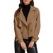 Kurze Windjacke für Damen im Herbst und Winter, langärmelig, zweireihig, Revers, Freizeitjacke_voghion.com