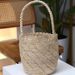 Blogger Französischer Stil Urlaub Koreanische handgemachte Häkelarbeit Raffia gewebt Stroh Strand Tote Schulter Eimer Tasche_voghion.com