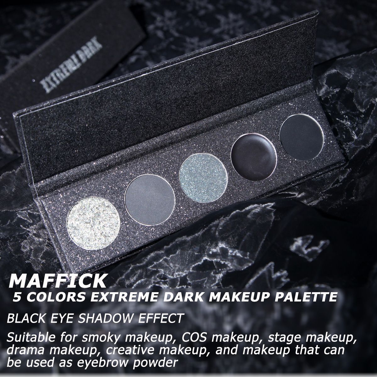 Palette di ombretti Cosmetics Full English 5 colori estremamente scuri metallizzati perlati punk opachi fumosi_voghion.com