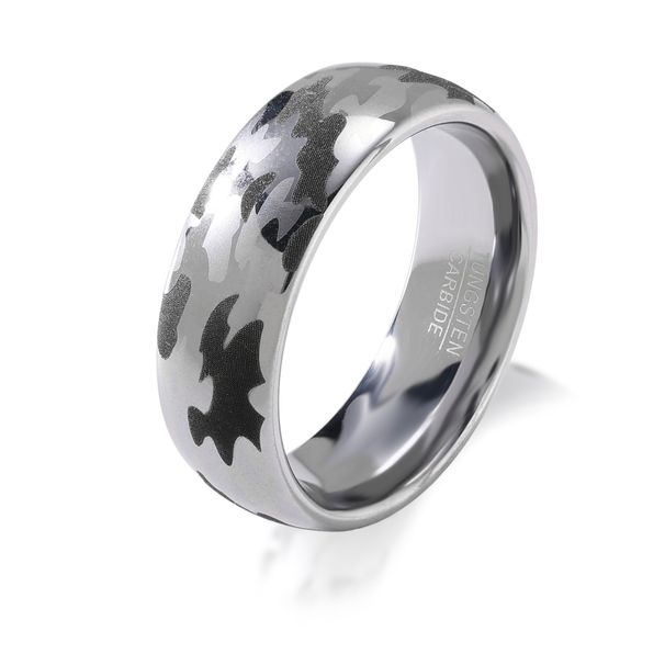 Nuovo anello da uomo in acciaio al tungsteno semplice alla moda da 8 mm con motivo a squame di pesce, oro e argento, bicolore_voghion.com