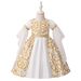 Kleinkind Mädchen Kleidung Muslimischen Kleid Druck Prinzessin Kleid Kinder Kleid Weiß Spleißen Kleid_voghion.com