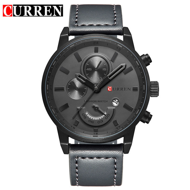 CURREN Herrenuhr, Top-Luxusmarke, modisch, Sport, Quarz, Business-Armbanduhr, Quarz, Militär, echtes Leder_voghion.com
