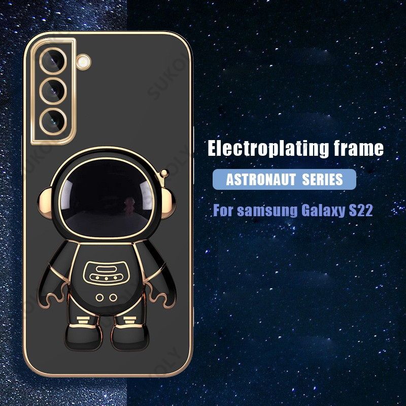 3D padengtas Astronaut sulankstomas stovo dėklas, skirtas Samsung Galaxy S21 S22 S20 S10 Ultra Plus FE A72 A71 A73 A53 A51 A52 A33 A32 A2_voghion.com