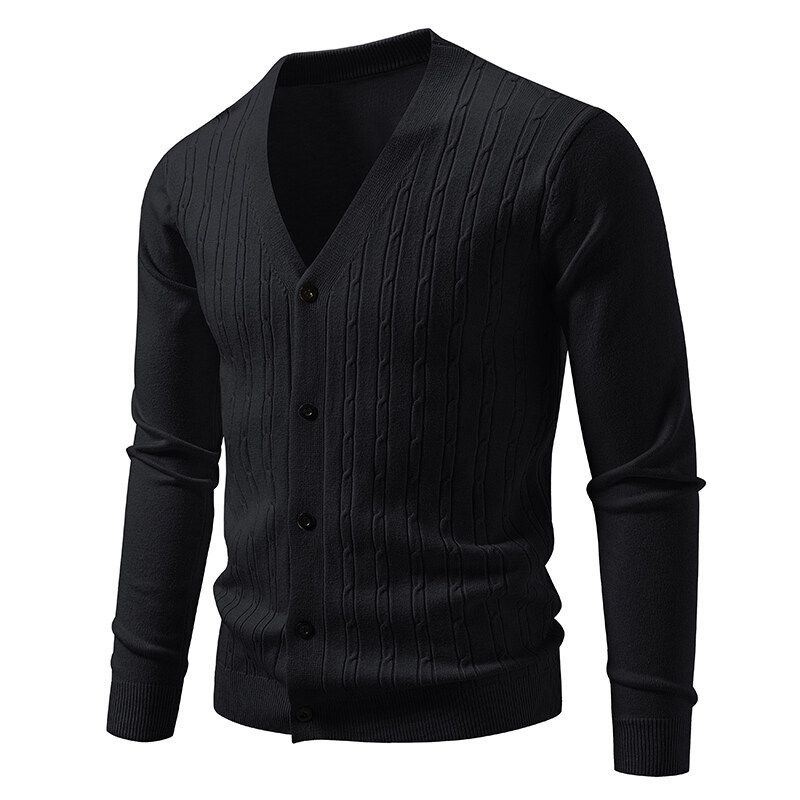 Cardigan casual da uomo in maglia – Design vintage a trecce, vestibilità ampia, scollo a V, maniche lunghe, aperto sul davanti_voghion.com
