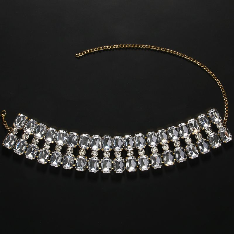 Exaggerated Rhinestone Multi-row Necklace European And American High-end Sense Full Diamond Collarbone Chain Women's Accessories Necklace_voghion.com