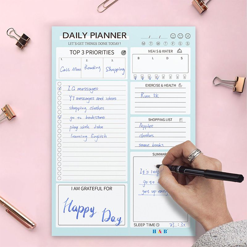 H&B Portable Sticky Notes Planner - 60 Sheets Tear-Off Memo Pad For Daily Tasks, Meetings & Office Use (HB-DP60, 100gsm Paper)_voghion.com