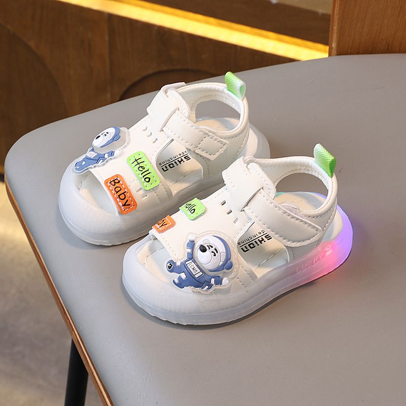 Liichtend Summer Puppelchersschong fir Jongen, zougemaachte Sandalen fir d'Strand, mëllen Buedem fir Puppelcher, Klengkanner, 0 1, Ee Joer al, 3 Meedercher_voghion.com