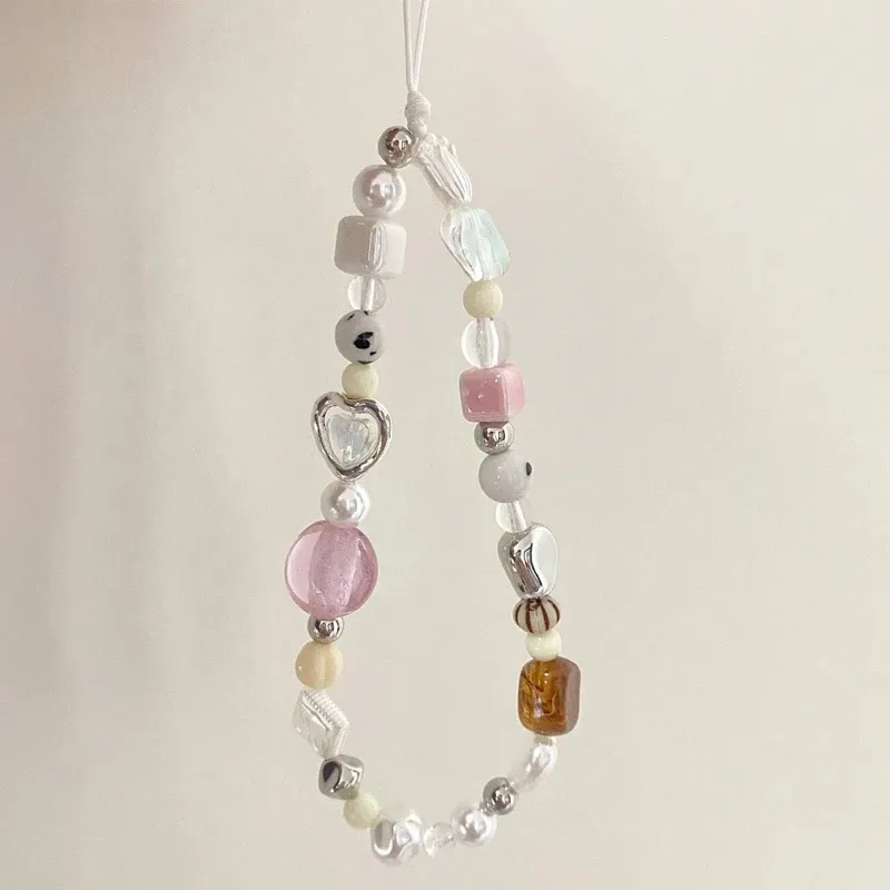 Korean Cute Star Pearl Beaded Phone Chain Hanging Cord Phone Charms Phone Strap Summer Handmade Mobile Lanyard Jewelry Gift_voghion.com
