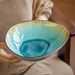 Handcrafted Crackle Glaze Ceramic Bowl - 8 Inch Irregular-Shaped Waterdrop Salad Bowl, Ocean Blue Crackle Finish, Light Luxury Retro Style For Dining_voghion.com
