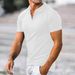 2023 Summer New Men's Polo Shirt Short Sleeved Solid Color Zipper T-shirt Top_voghion.com