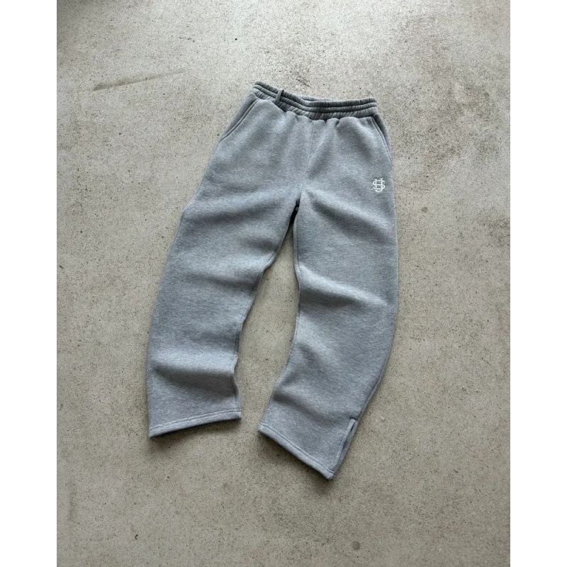 Unisex High Street Hip Hop Embroidered Zip-Up Sweatpants Comfort Fit, US Sizes S To 3XL Available In Black And Light Gray With Urban Style Embroidery_voghion.com