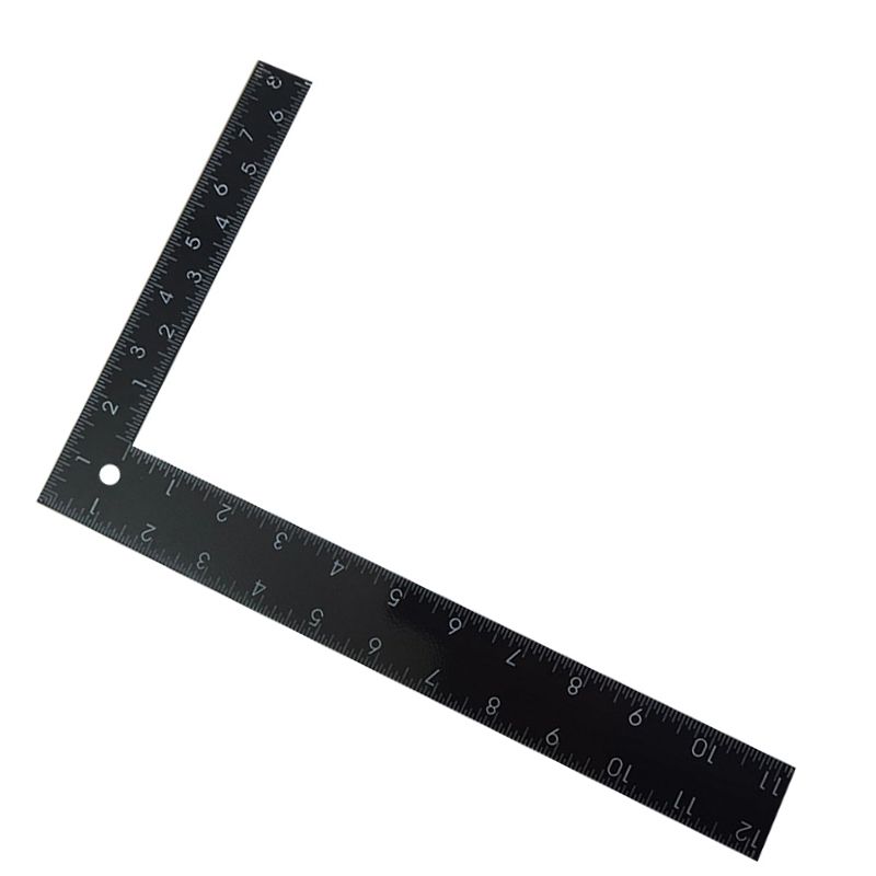 1Pcs Black Iron Angle Ruler Steel Black Iron Angle Ruler Measuring Drawing Turning Ruler Metric Inch Metal Scale_voghion.com