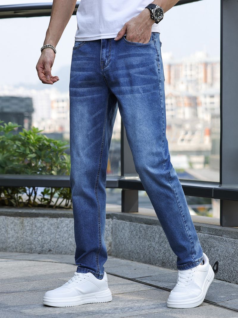 Men's Clothing Stretch Slim Jeans Golden Classic Three Colors Hot Style_voghion.com