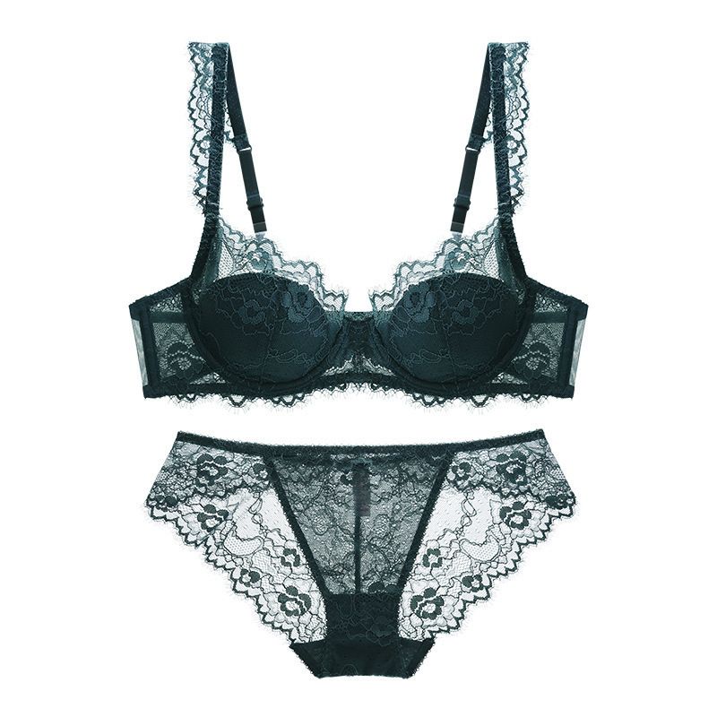 Intimo da donna, set di biancheria intima sexy da donna, reggiseno in pizzo arricciato traspirante e sottile, set di grandi dimensioni_voghion.com